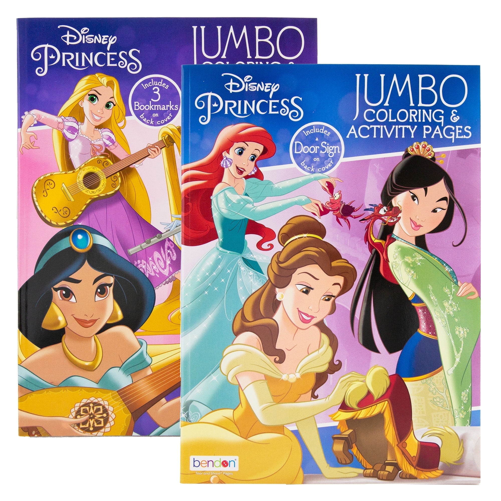 DISNEY PRINCESS Coloring Book 2 Titles, for Learning Drawing Coloring, 80 Pages, 2-Pack